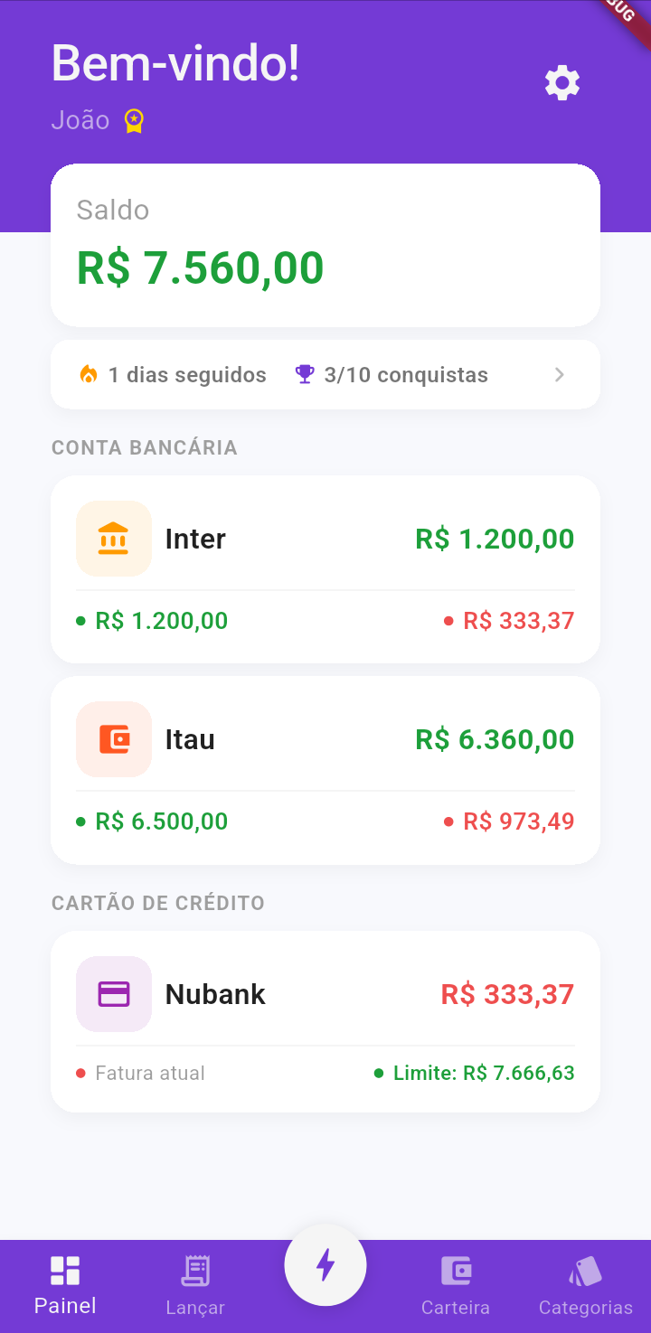 Cache - Painel principal
